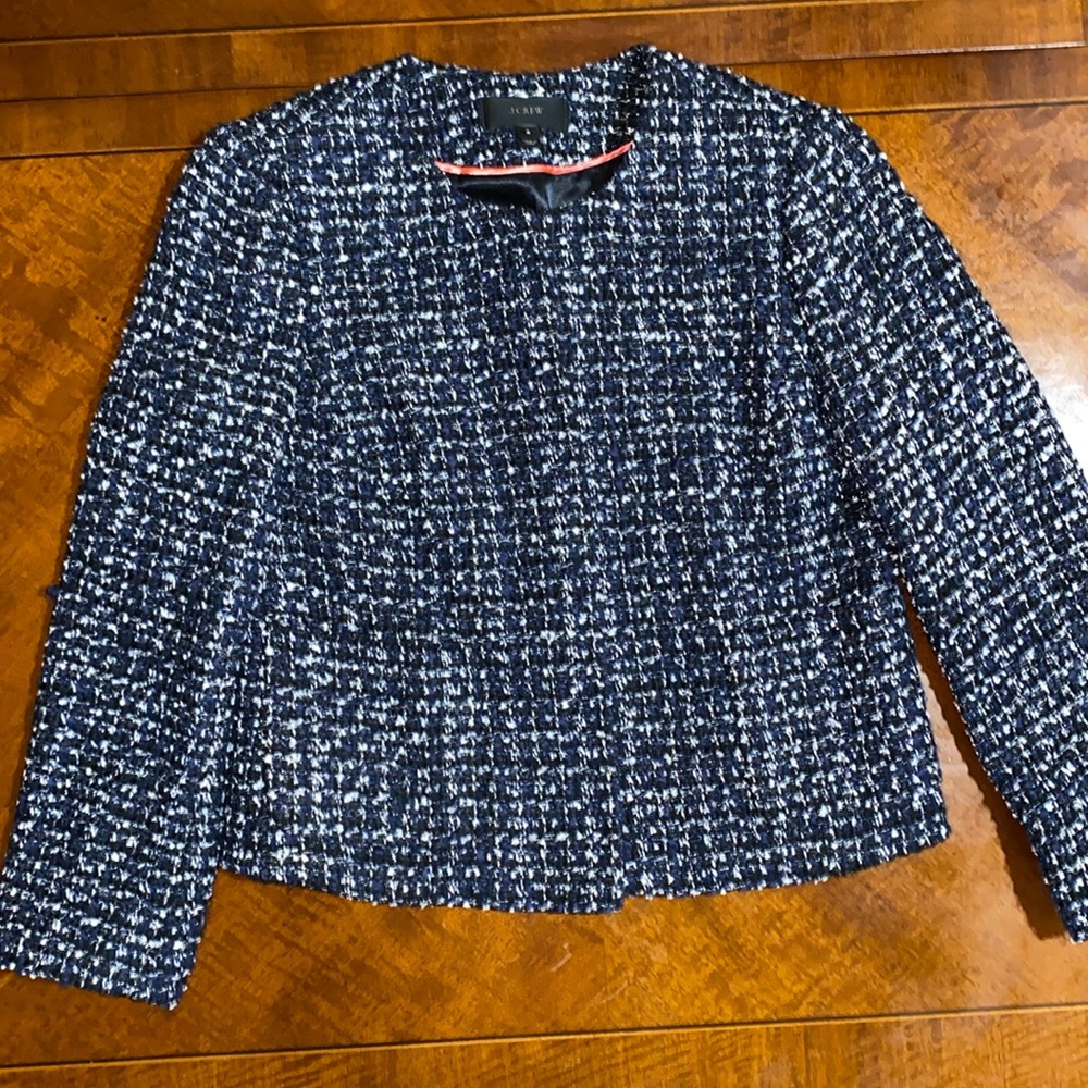 J.Crew Navy, Silver, Black & White Tweed Jacket